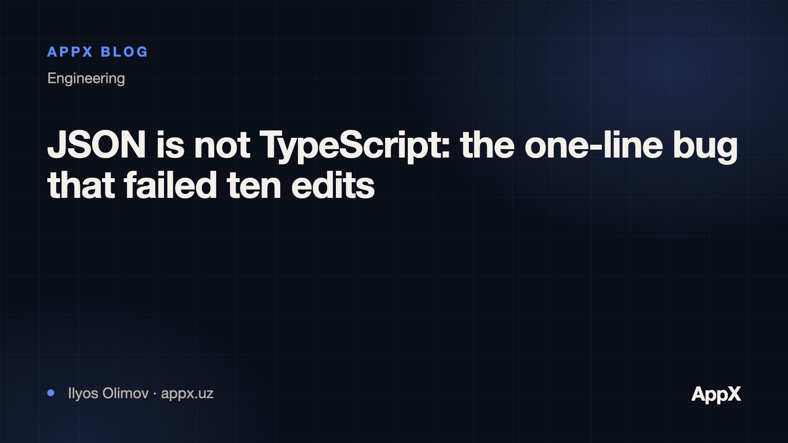 JSON is not TypeScript: the one-line bug that failed ten edits